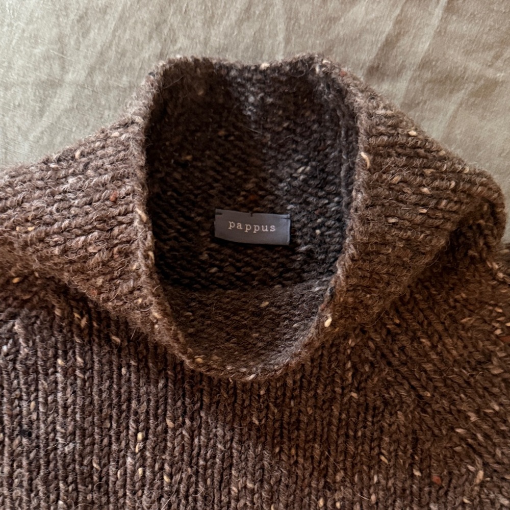 Handmade 100% Wool Brown Knit Sweater - Picture 2 of 6